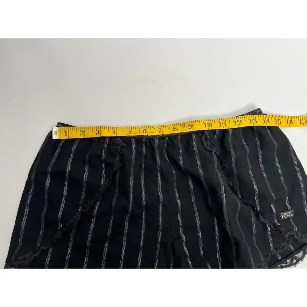 Victoria’s Secret Black Love Sleep Shorts Striped Women’s Size Medium - Picture 3 of 7